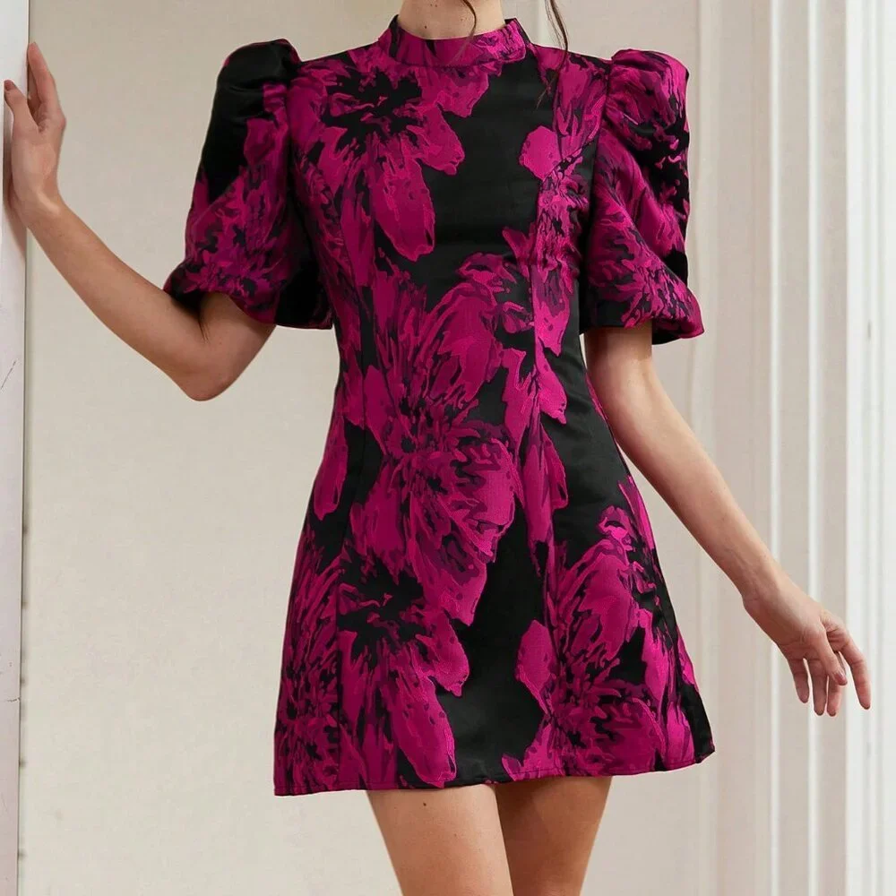 Hot Pink Boho Elegant Women's High-End Mini Dress - Picture 3 of 6
